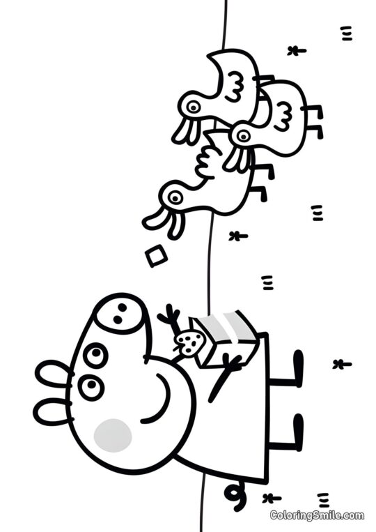 Peppa og Tærten - Farvelægningsside