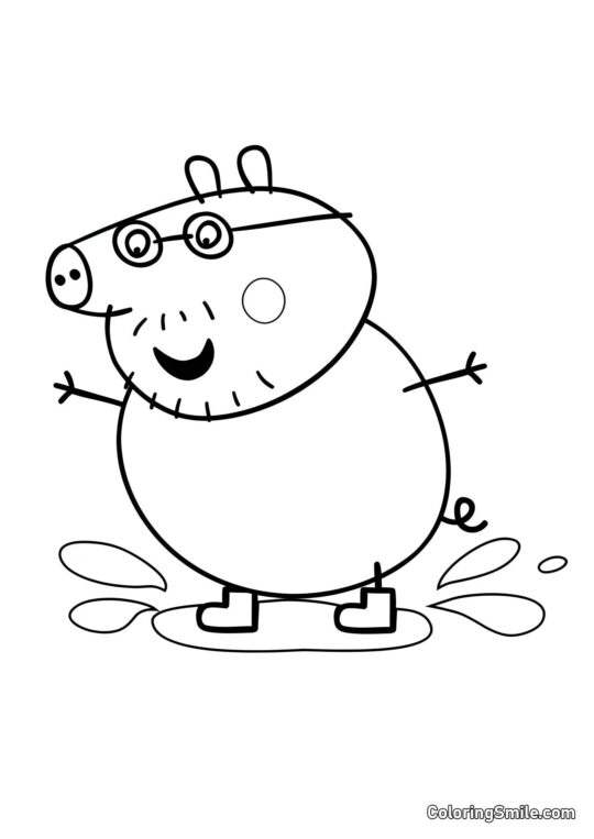 Papa Gris Hopper i Pytter - Farvelægningsside