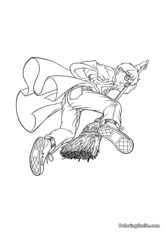 Tegneserie Harry på en Kost Tegneserie Harry på en Kost - Farvelægningsside