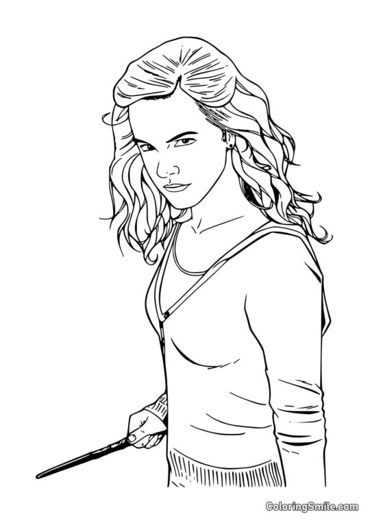 Hermione Forbereder sig på at Kaste en Besværgelse Hermione Forbereder sig på at Kaste en Besværgelse - Farvelægningsside