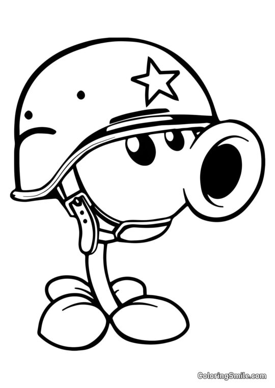 Hjelm Ærteskytte fra Plants vs. Zombies Hjelm Ærteskytte fra Plants vs. Zombies - Farvelægningsside