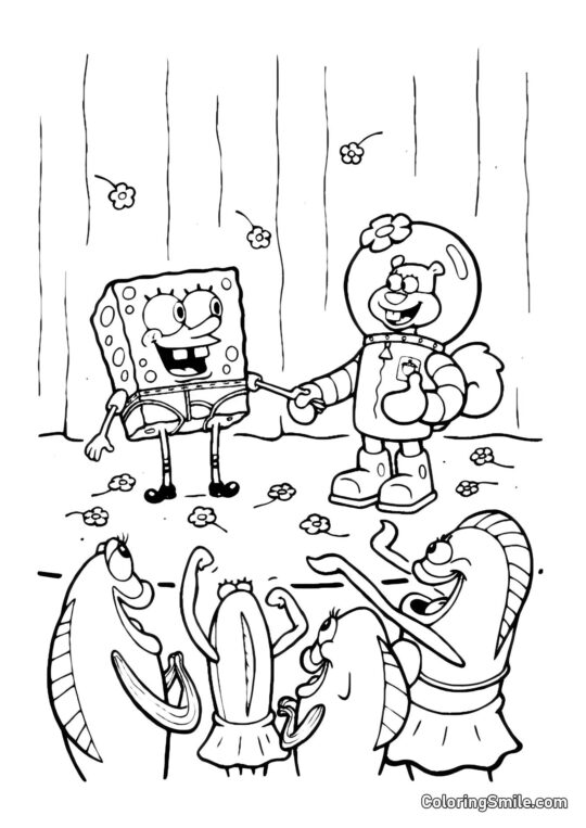 Chef Krabs i køkkenet - Farvelægningsside