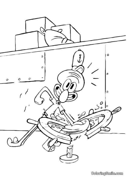 Blæksprutte Squidward underviser SpongeBob - Farvelægningsside