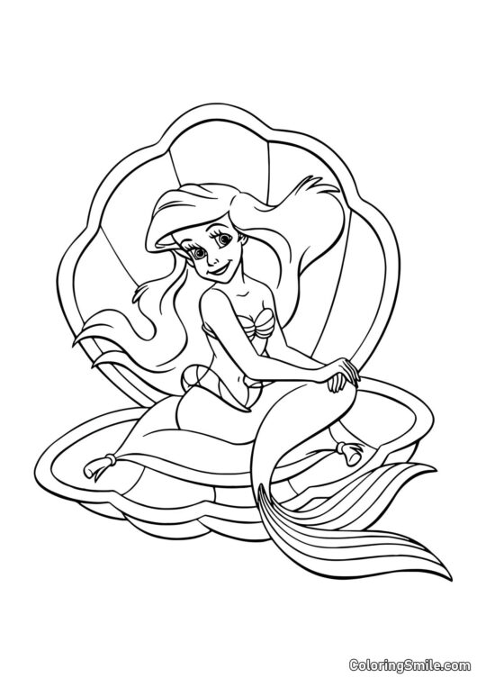 Havfrue i en Musling Havfrue i en Musling - Farvelægningsside