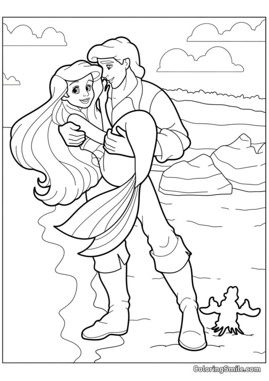 Ariel i Prinsens Arme Ariel i Prinsens Arme - Farvelægningsside