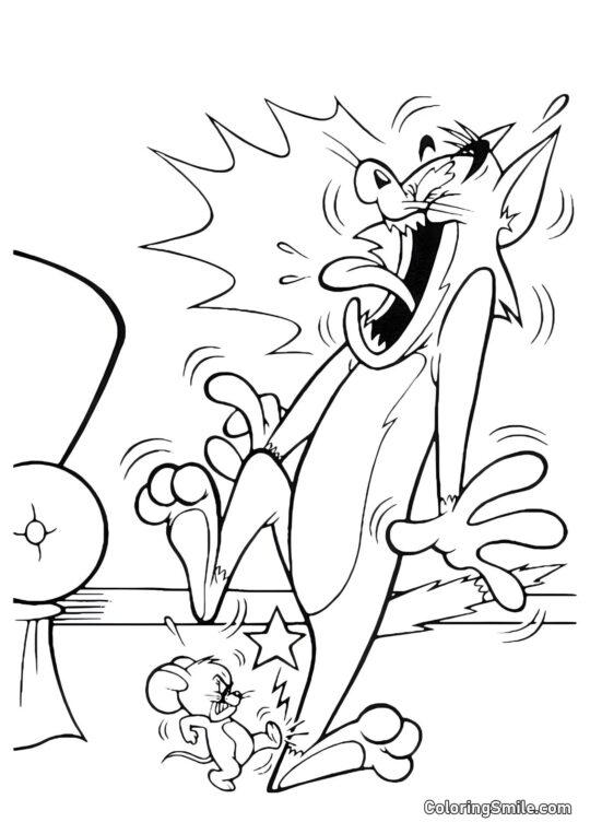 Jerry trådte på Toms fod - Farvelægningsside