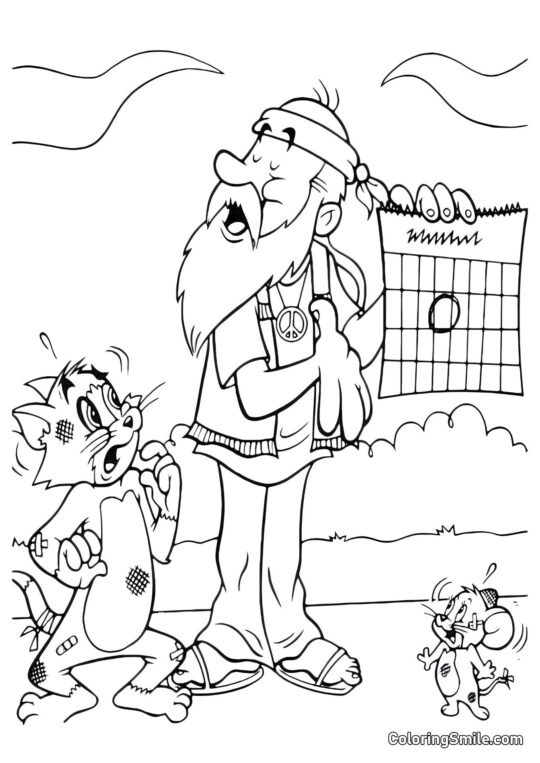 Tom og Jerry i ridser - Farvelægningsside