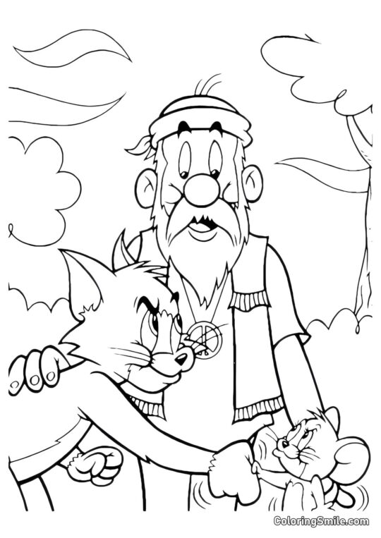 Tom og Jerry laver fred - Farvelægningsside