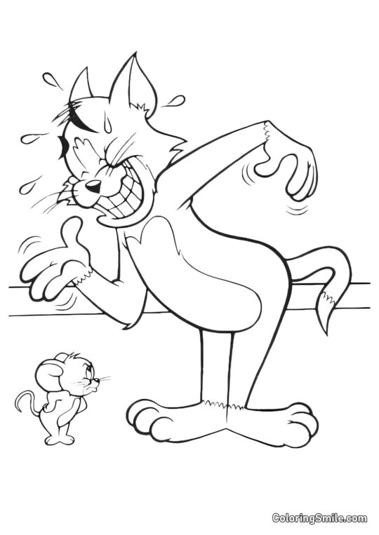 Tom griner af Jerry - Farvelægningsside