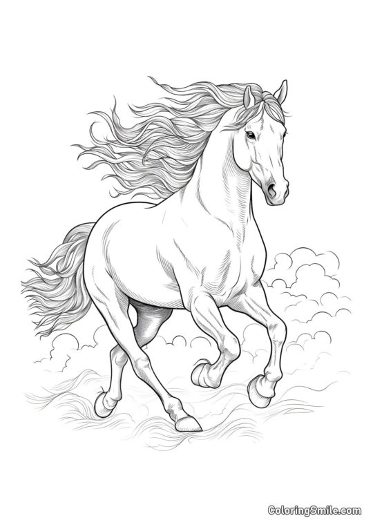 Hingst med en smuk manke Hingst med en smuk manke - Farvelægningsside