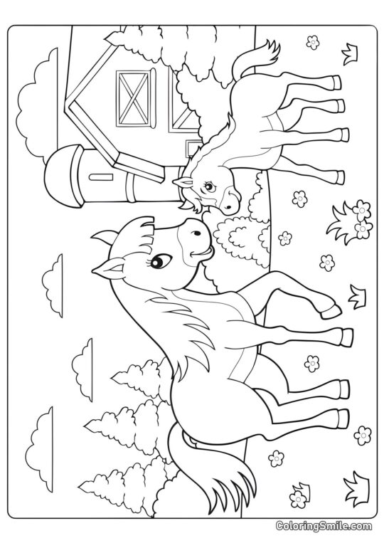 Hestemor og hendes baby Hestemor og hendes baby - Farvelægningsside