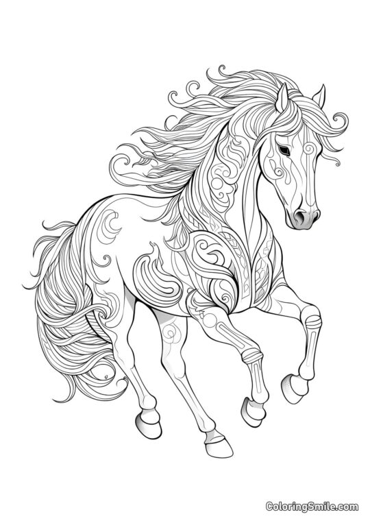 Heste kunstterapi med smukke mønstre Heste kunstterapi med smukke mønstre - Farvelægningsside