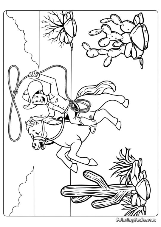 Cowboy på en hest Cowboy på en hest - Farvelægningsside