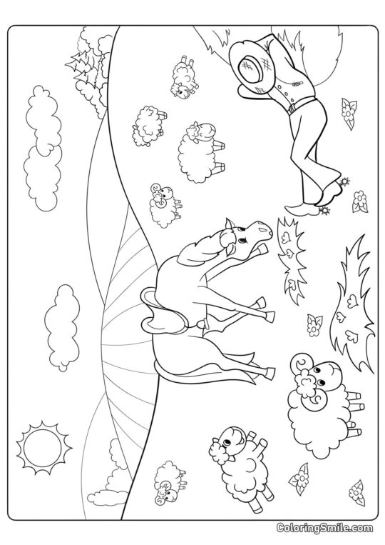 Hest og får Hest og får - Farvelægningsside