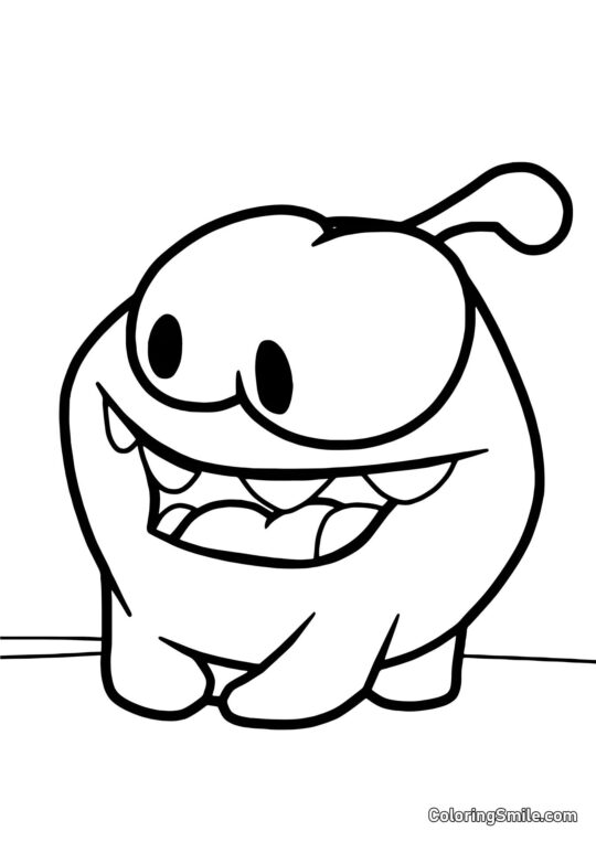 Om Nom med Åben Mund - Farvelægningsside