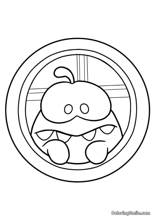 Om Nom i en Lysende Kugle - Farvelægningsside