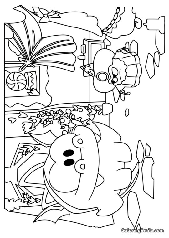 Om Nom Drage og Spiderman Troldmand - Farvelægningsside