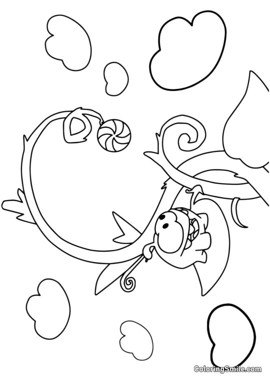 Om Nom og en Bønneslikkepind - Farvelægningsside