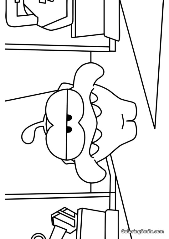 Om Nom i Fitnesscenteret - Farvelægningsside