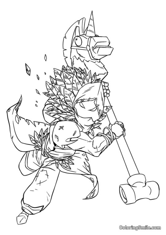 Fortnite Raven med Pickaxe - Farvelægningsside