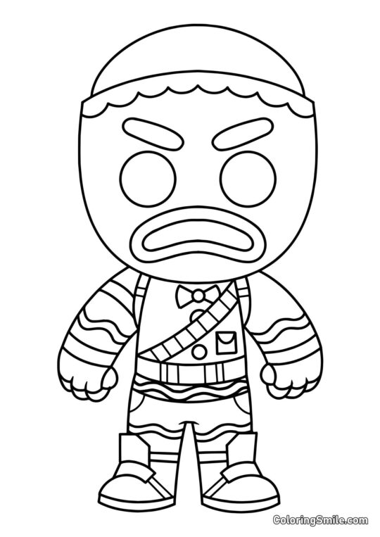 Fortnite Chibi Glad Jæger - Farvelægningsside