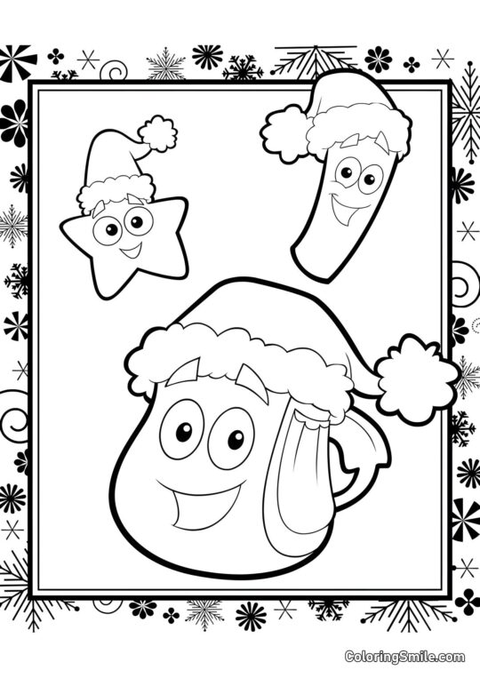 Doras rygsæk til nytår Doras rygsæk til nytår - Farvelægningsside