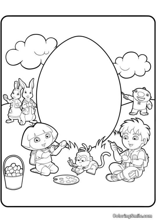 Dora Udforskeren og påske Dora Udforskeren og påske - Farvelægningsside