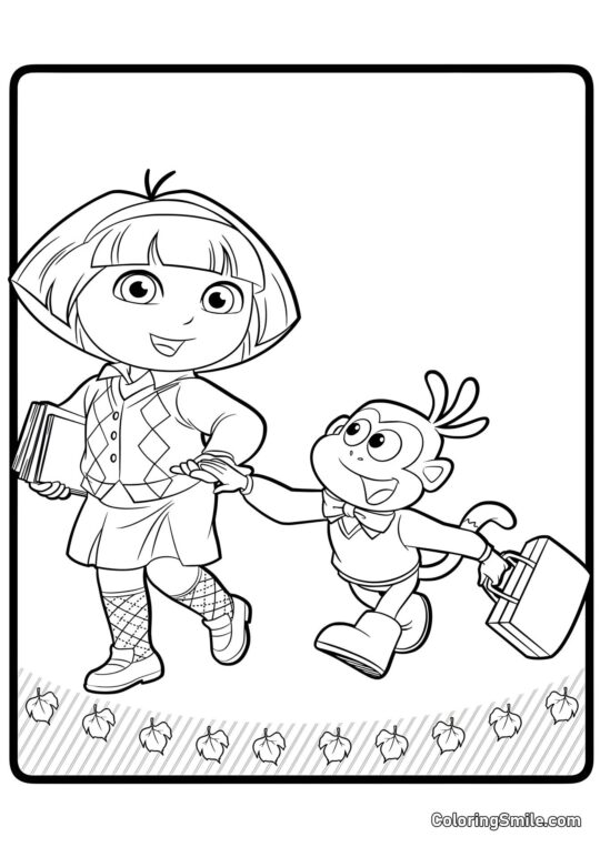 Dora Udforskeren går i skole Dora Udforskeren går i skole - Farvelægningsside