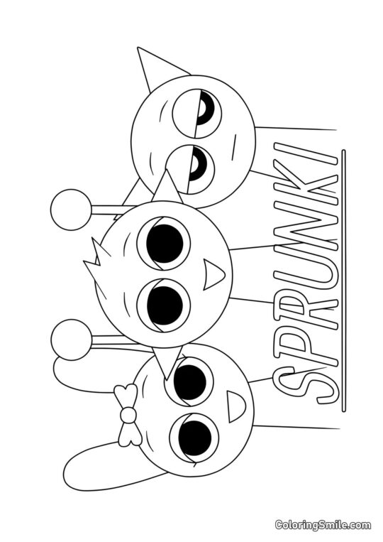 Sprunki Pinky, Simon, og Grå - Farvelægningsside