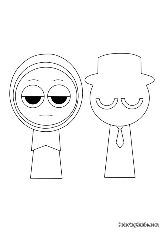 Sprunki Jevin og Sort - Farvelægningsside