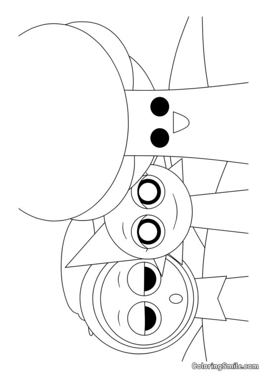 Sprunki Jevin, Venda, og Mister Træ - Farvelægningsside