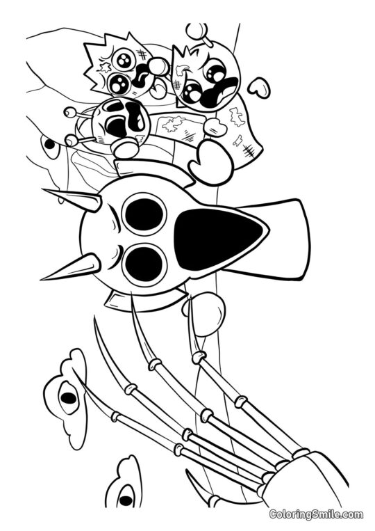 Skræmmende Sprunki Derpl med Venner - Farvelægningsside