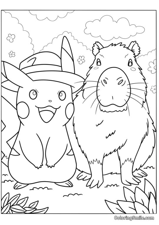 Capybara og Pikachu - Farvelægningsside