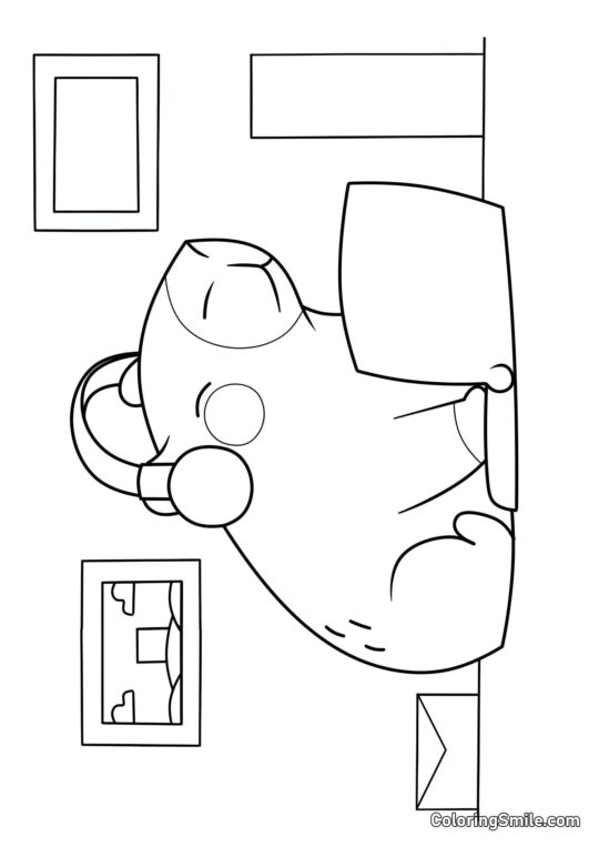 Capybara med en Laptop - Farvelægningsside