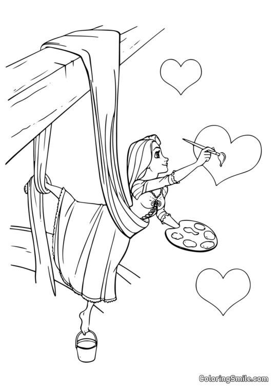 Rapunzel Tegner Hjerter Rapunzel Tegner Hjerter - Farvelægningsside