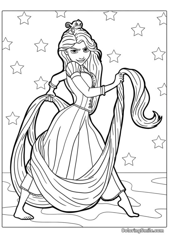 Smuk Rapunzel og Loyal Pascal Smuk Rapunzel og Loyal Pascal - Farvelægningsside