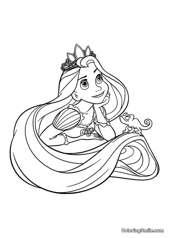 Rapunzel og Pascal Drømmer Rapunzel og Pascal Drømmer - Farvelægningsside