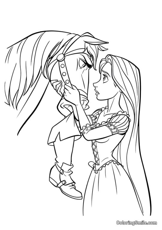 Rapunzel Taler med Maximus Rapunzel Taler med Maximus - Farvelægningsside