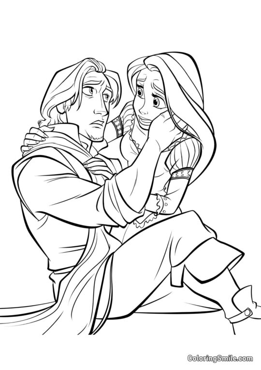 Rapunzel Bekymret for Flynn Rapunzel Bekymret for Flynn - Farvelægningsside