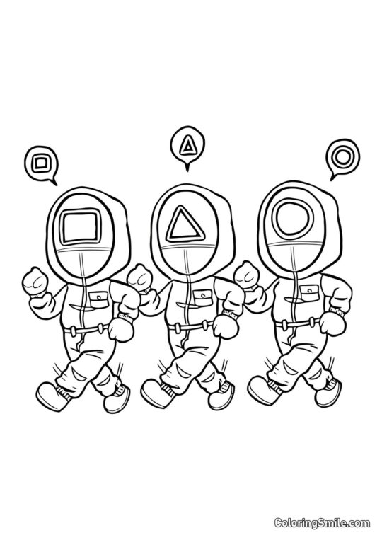 Glade Arbejdere Squid Game - Farvelægningsside