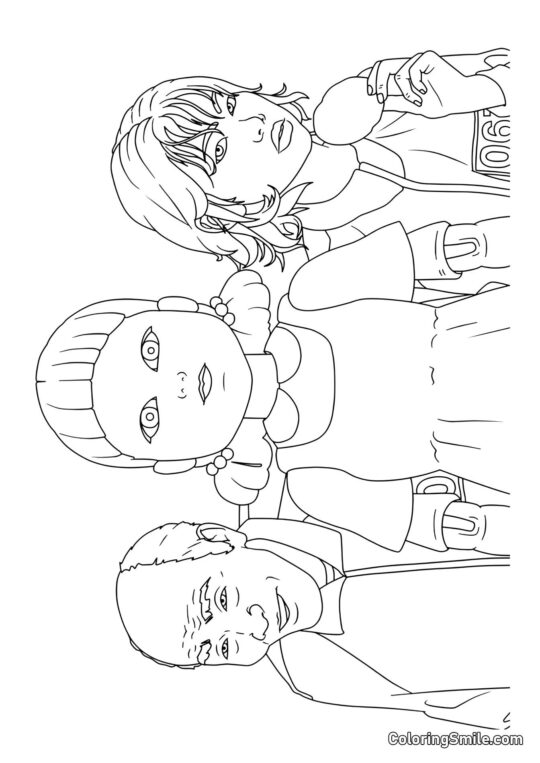 Dukke og Spillere Squid Game - Farvelægningsside