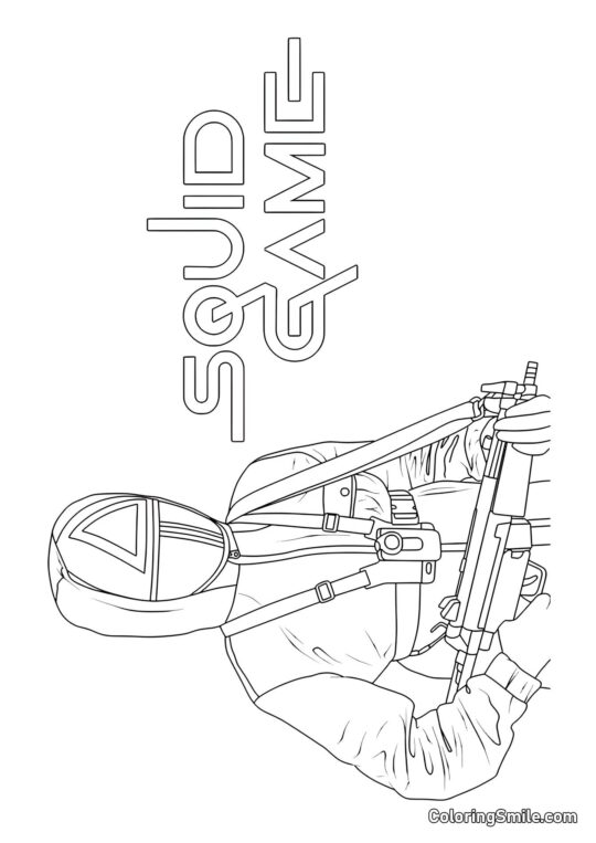 Soldat med Våben fra Squid Game - Farvelægningsside