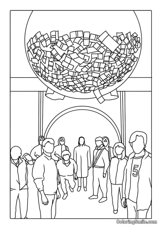 Penge Bold fra Squid Game - Farvelægningsside