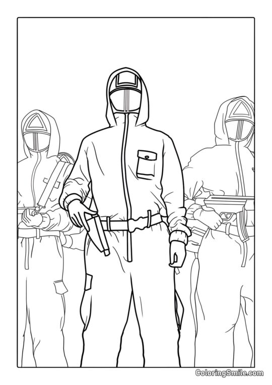 Tre Vagter fra Squid Game - Farvelægningsside