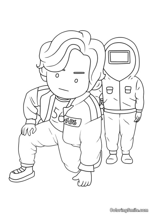 Spiller 456 fra Squid Game - Farvelægningsside