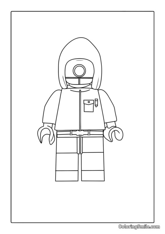 Vagter fra Squid Game i Lego Stil - Farvelægningsside