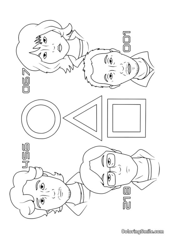 Spillernes Avatare fra Squid Game - Farvelægningsside