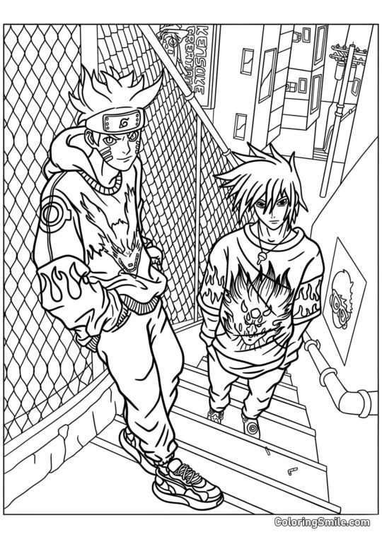 Naruto og Sasuke - Farvelægningsside