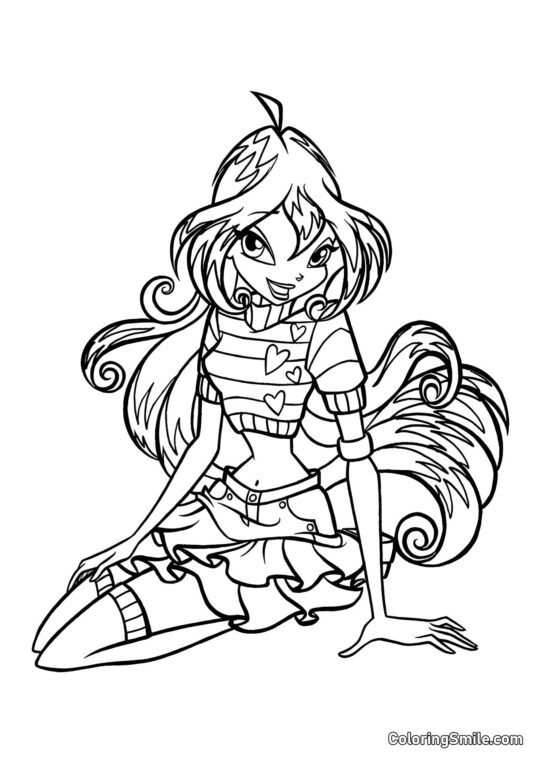 Bloom Sidder og Smiler Bloom Sidder og Smiler - Farvelægningsside