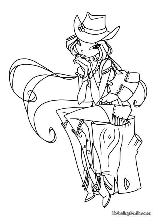 Flora i en Modetrendy Hat Flora i en Modetrendy Hat - Farvelægningsside